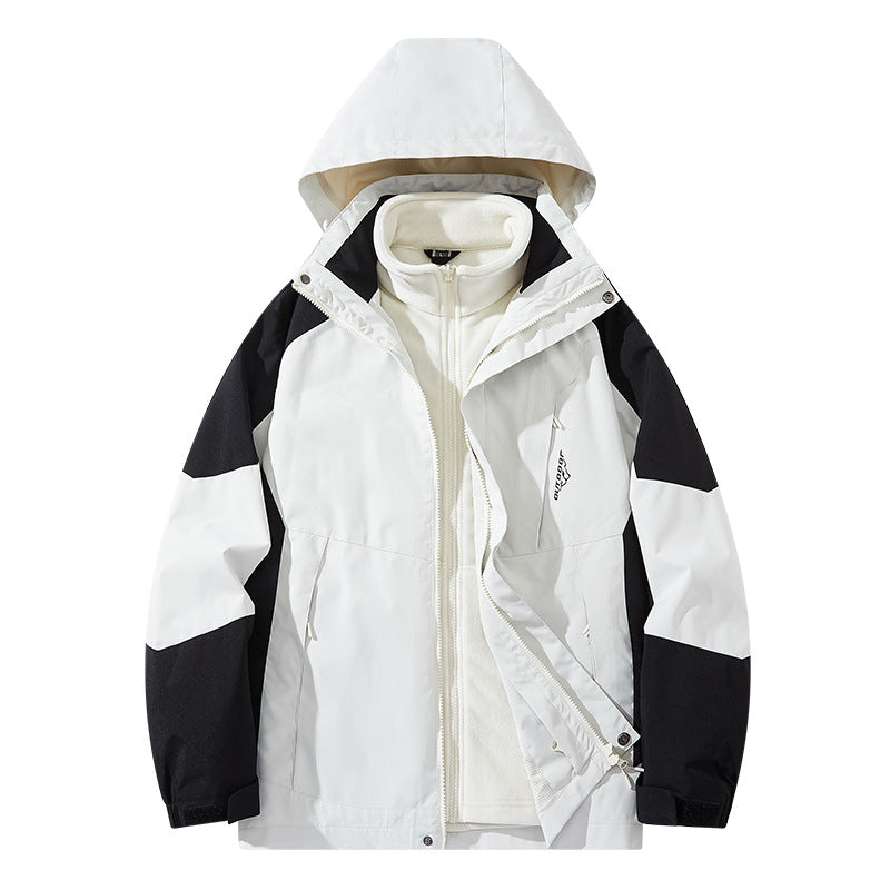 Men's water-repellent two-layer trekking jacket with removable fleece inner jacket and hood Chichicherry