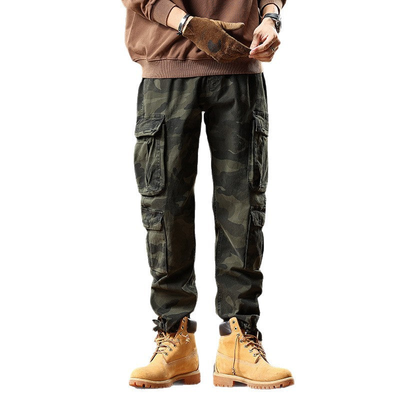 Men's cargo pants with elastic cuffs and camouflage utility design Chichicherry