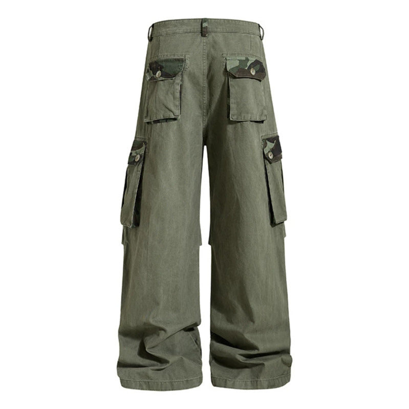 Women's wide cargo pants in utility style with a high waist and generous flap pockets Chichicherry
