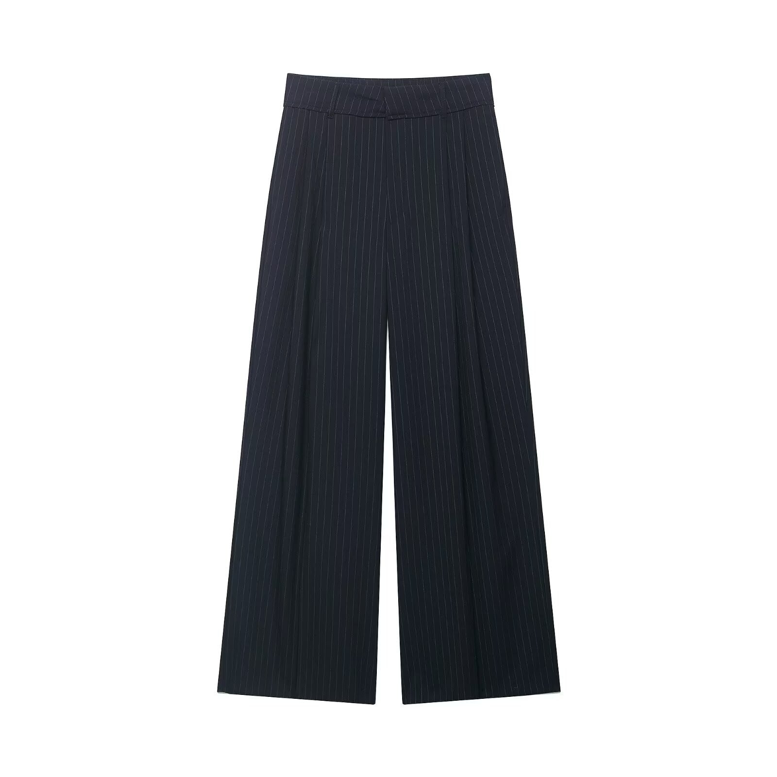 Women's high-waisted wide palazzo pants with pleats and elegant drape Chichicherry