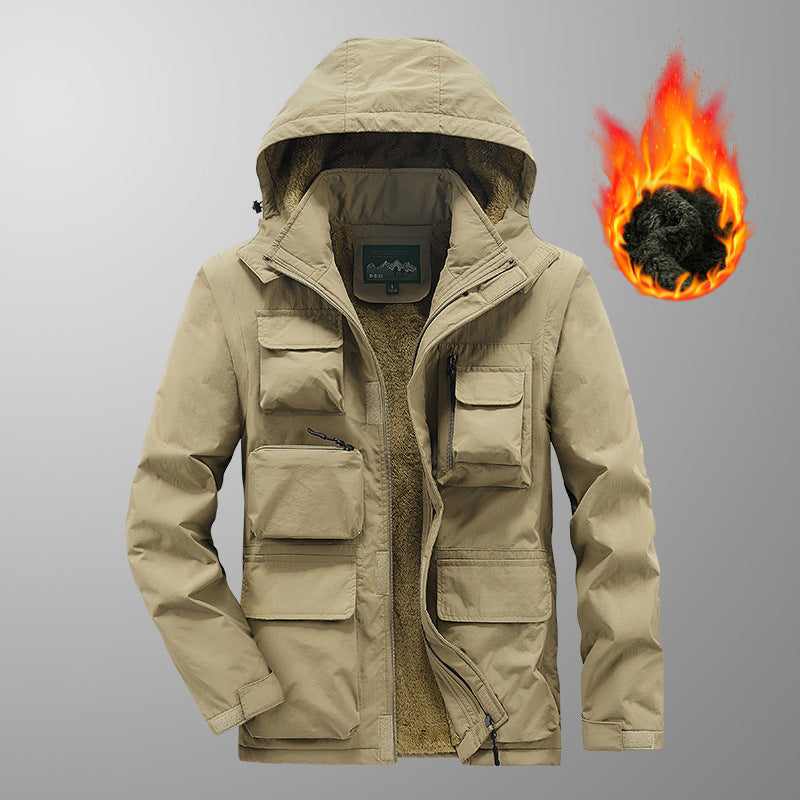Men's Warming Multi-Function Parka with Teddy Fleece Lining, Hood and Utility Pockets Chichicherry