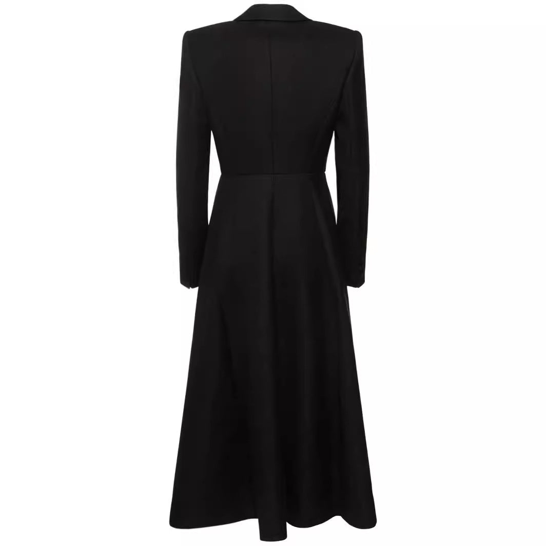 Ladies longer tailored blazer coat with maxi length and structured shoulders Chichicherry