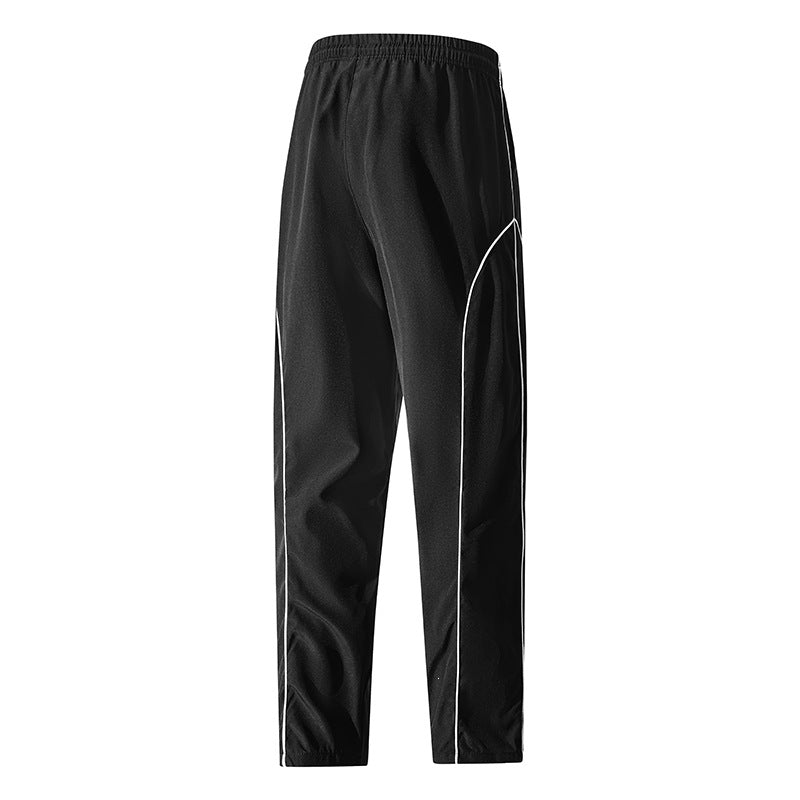 Men's sporty tapered training pants with elastic waistband, drawstring & contrast piping Chichicherry