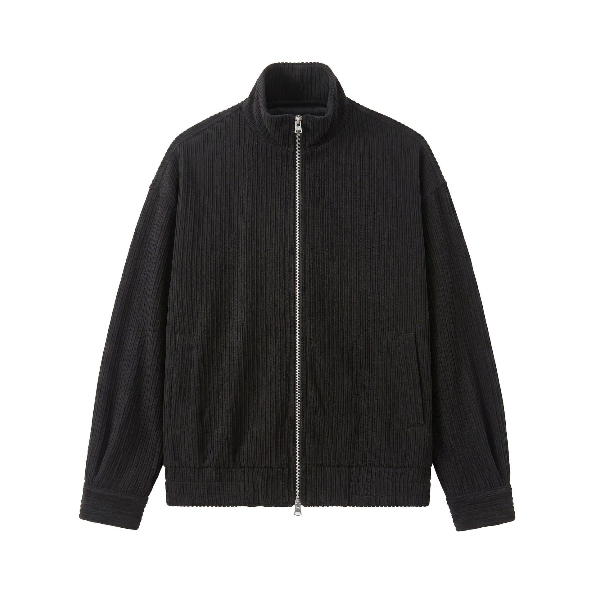 Men's Structured Boxy Jacket with Stand-Up Collar and Two-Way Zipper Chichicherry