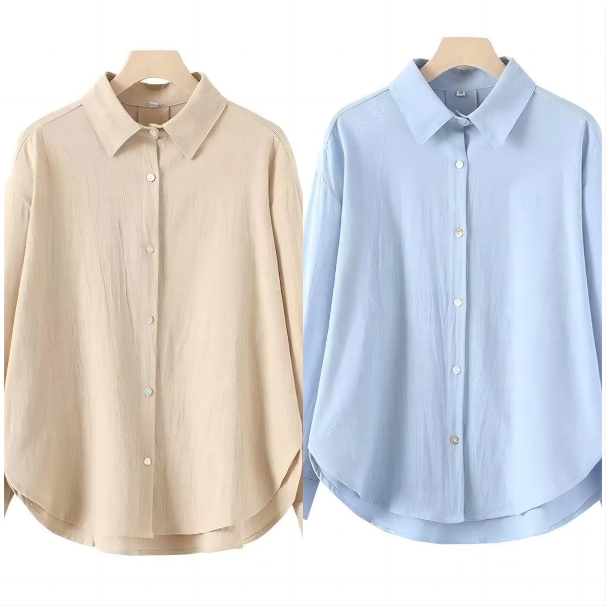 Women's Oversized Shirt Blouse made of lightweight Crepe with rounded hem and classic collar Chichicherry