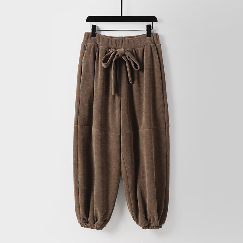 Women loose-fitting harem pants with elastic waistband and tie belt Chichicherry
