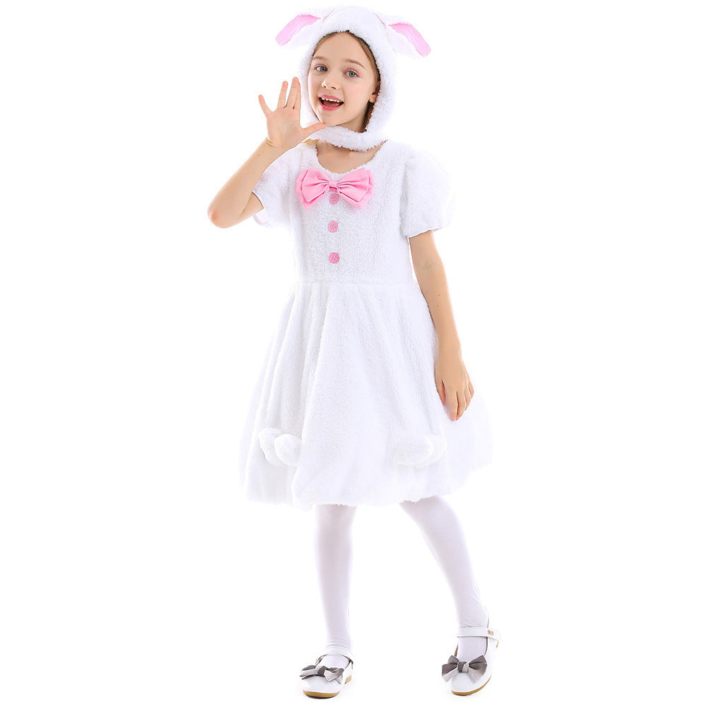 Girls Plush Bunny Costume with Hood and Playful Details Chichicherry