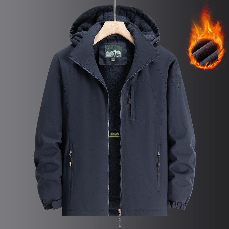 Men's Weatherproof Softshell Jacket with Full Fleece Lining, Adjustable Hood and Windproof Membrane Chichicherry