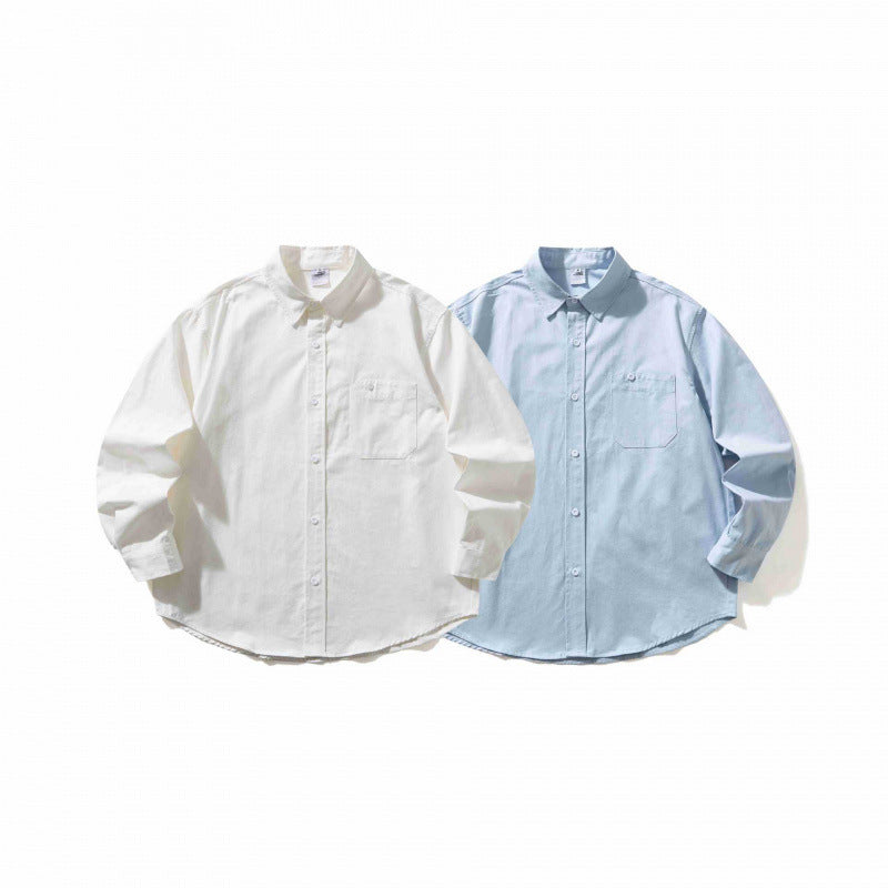 Unisex Oversized shirt with button-down collar, chest pocket and rounded hem Chichicherry
