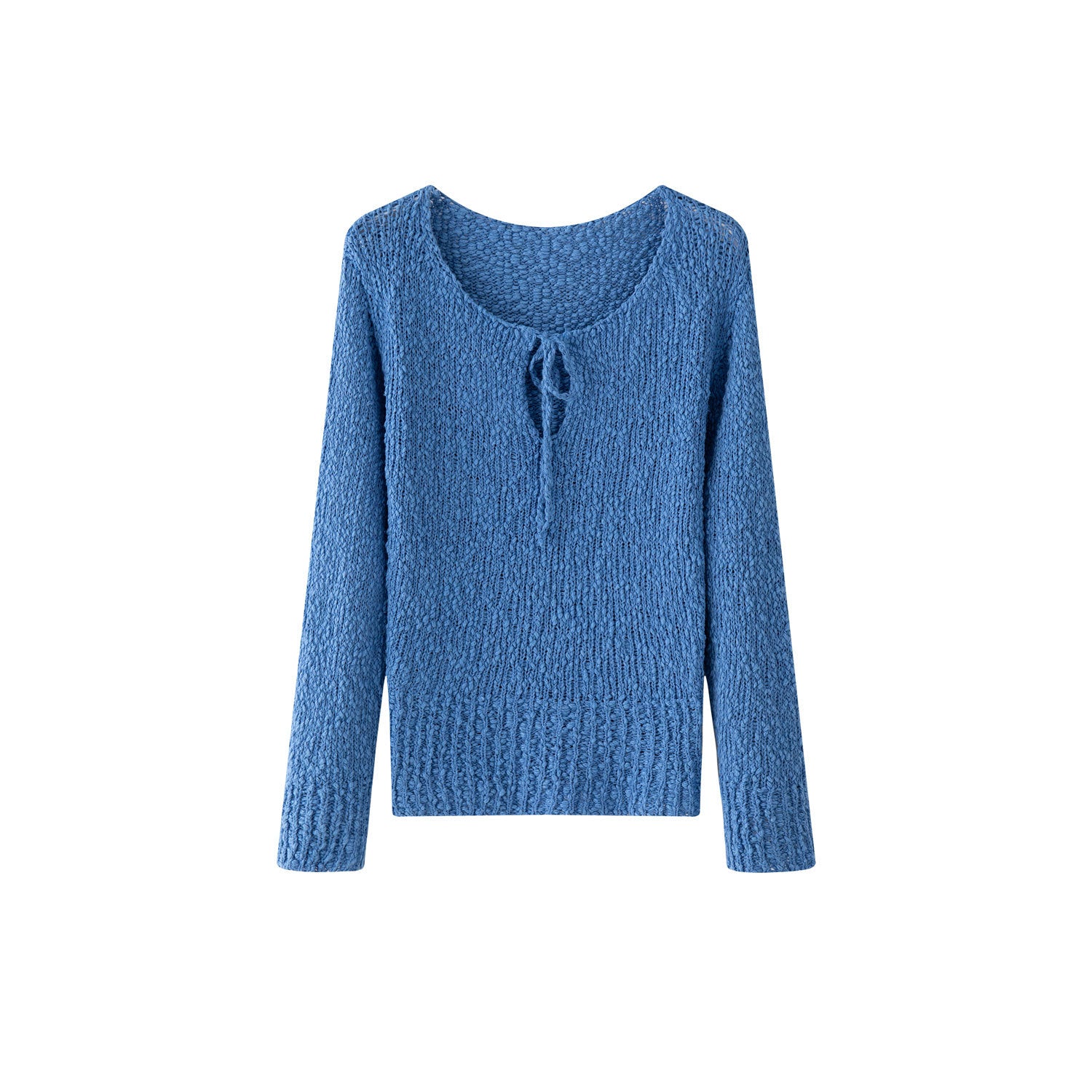 Women's chunky knit sweater with wide bateau neckline and tie belt Chichicherry