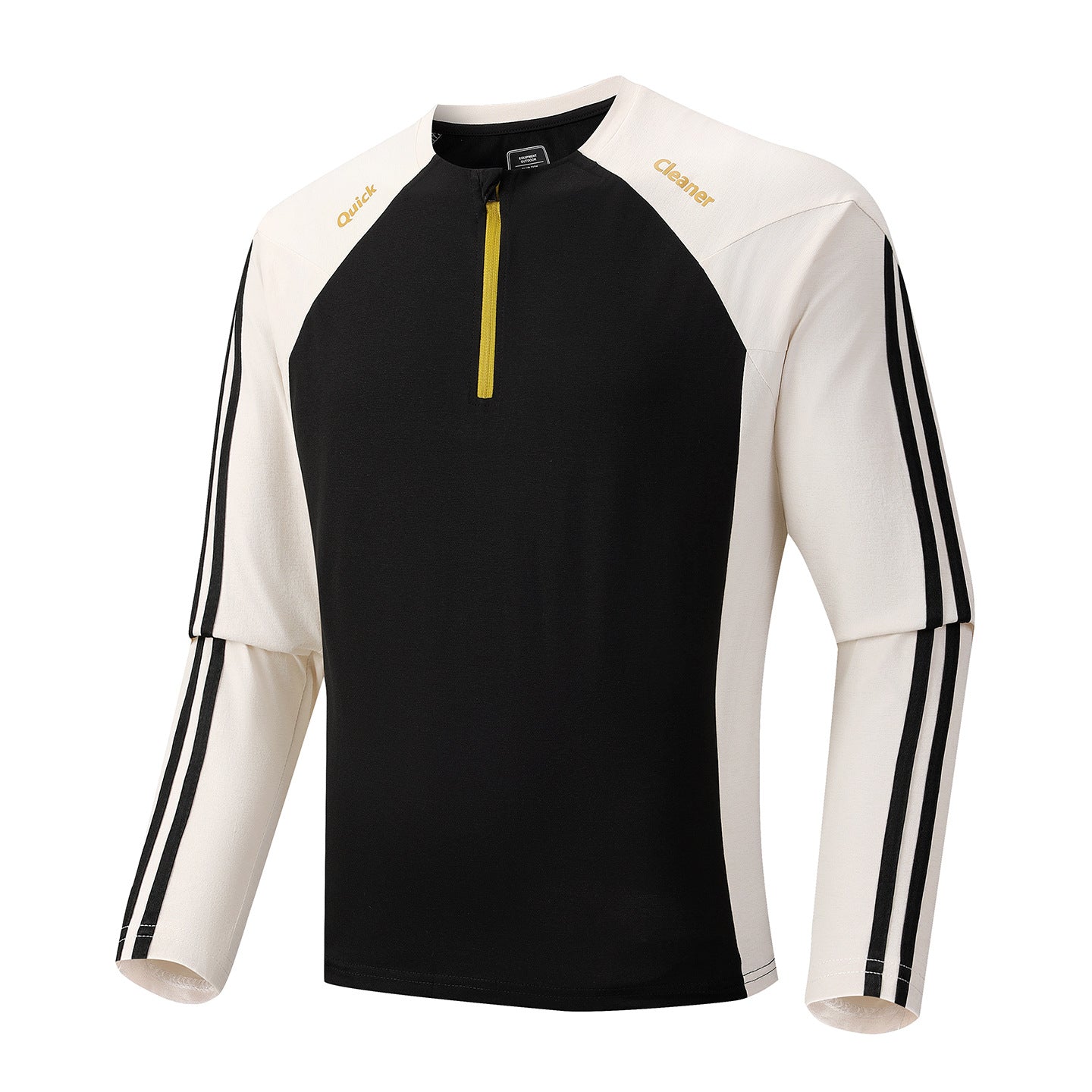 Men's Breathable Long Sleeve Training Shirt with Short Zipper and Raglan Sleeves Chichicherry