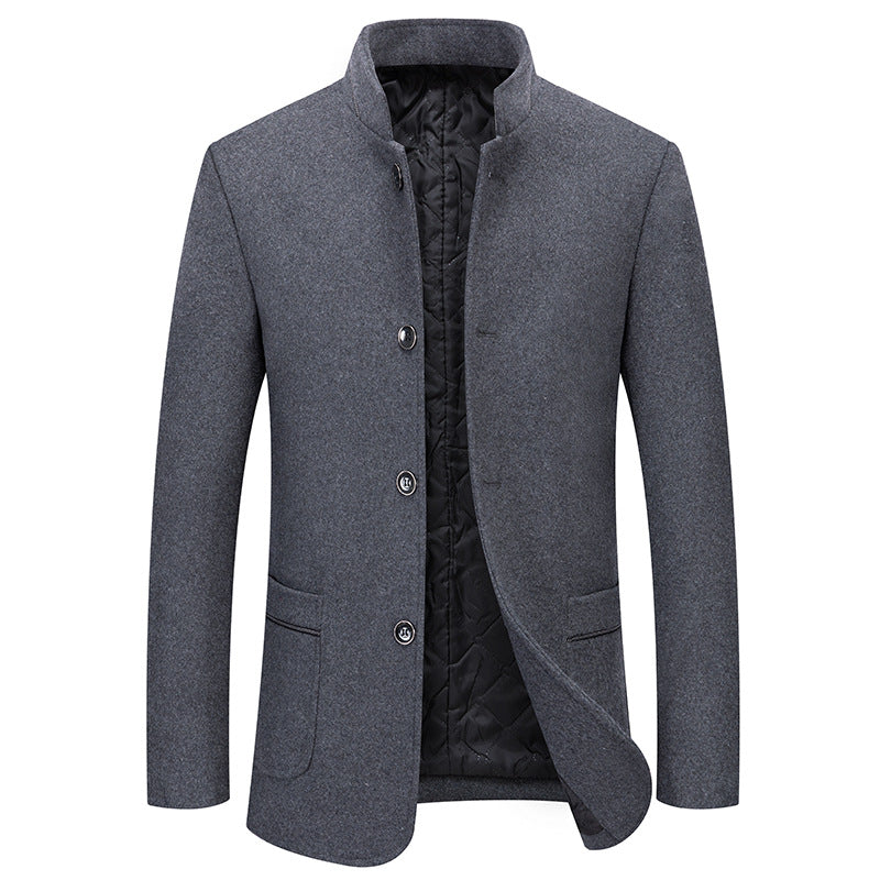 Men's short coat made of wool blend with stand-up collar and quilted thermal lining Chichicherry