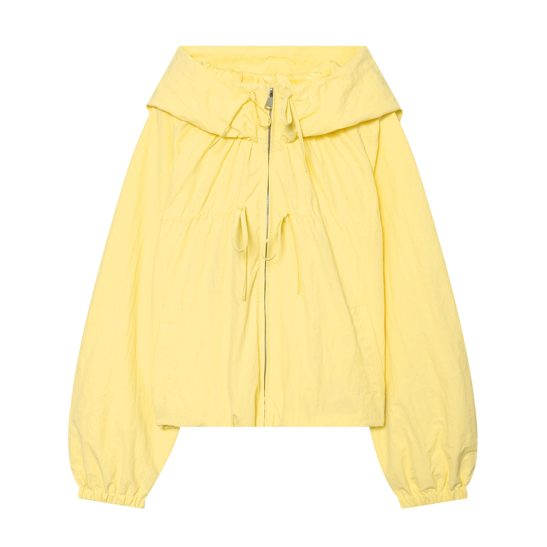 Ladies Hooded Cropped Outdoor Jacket with Drawstring and Elastic Hem Chichicherry