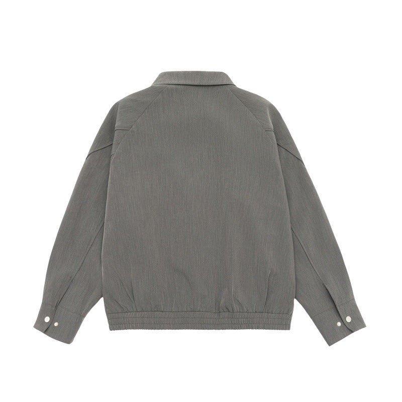 Men's Boxy Transitional Jacket with Shirt Collar, Raglan Sleeves, and Zipper Pockets Chichicherry