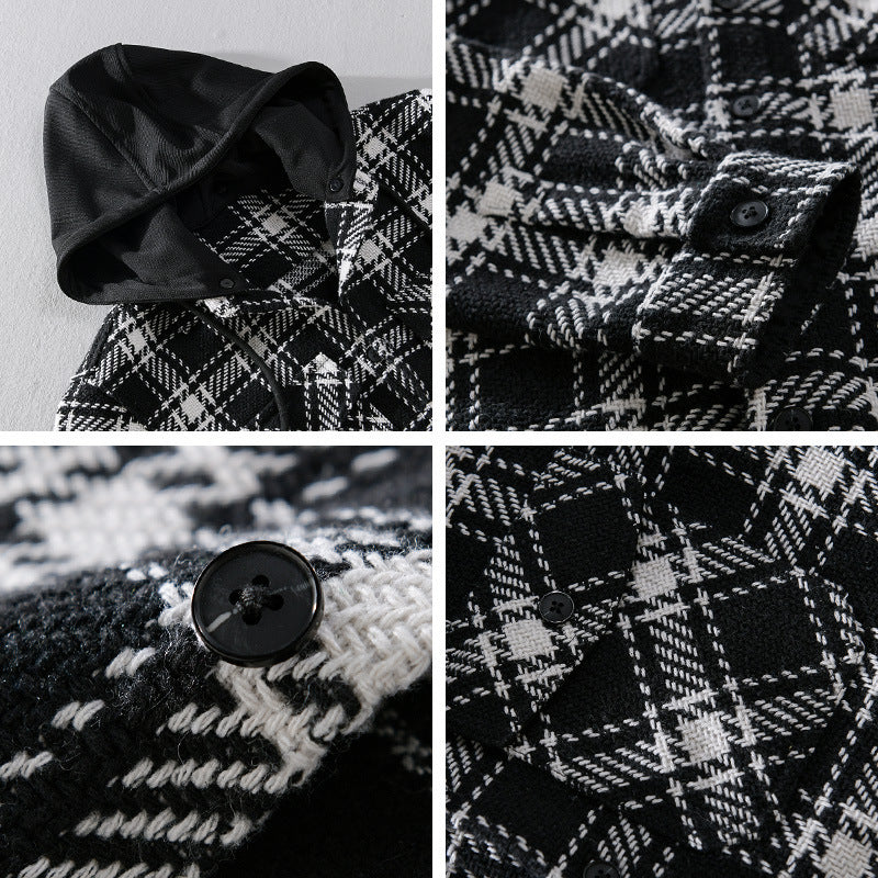 Men's Checked Overshirt with Quilted Hood and Thermal Lining Chichicherry