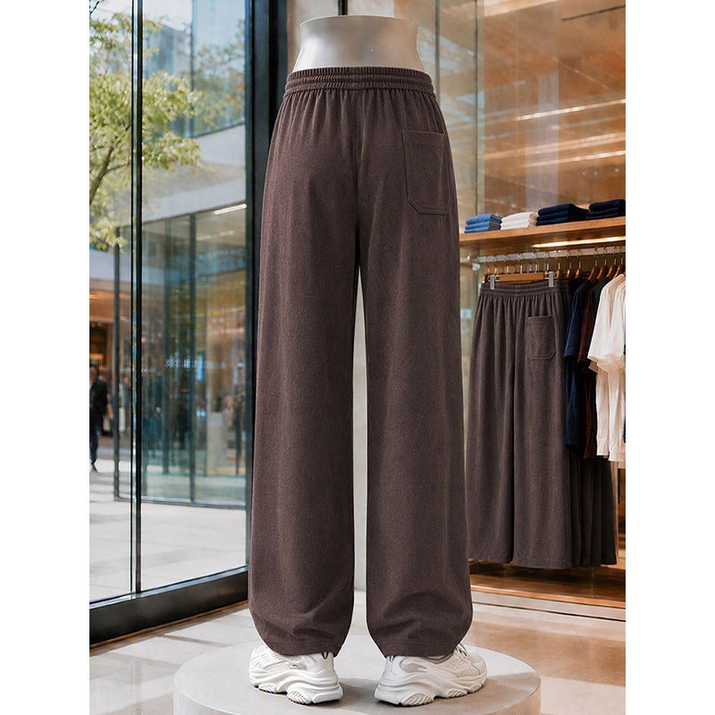 Men's Wide Cotton Blend Sweatpants in Oversized Cut with Drawstring and Side Pockets Chichicherry