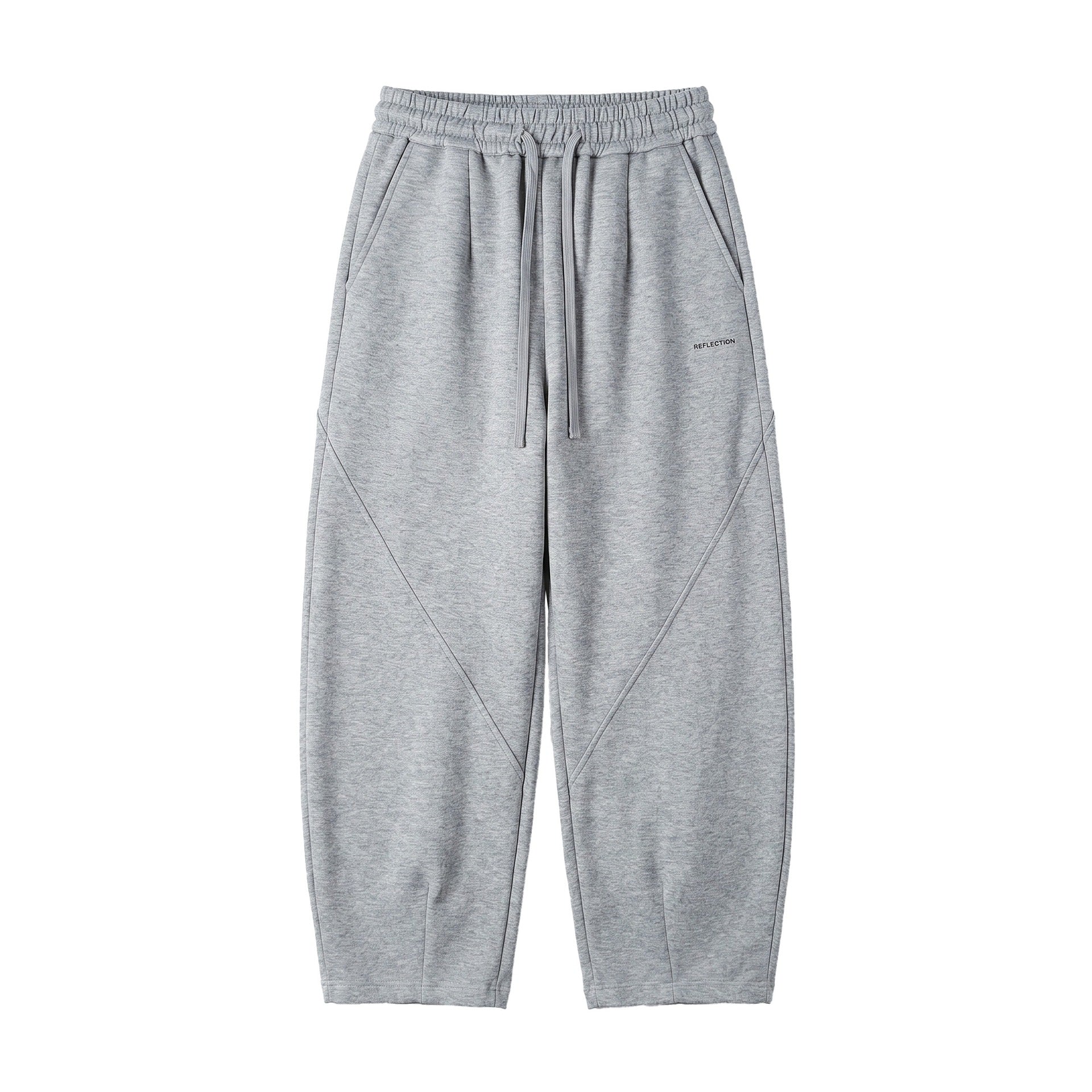 Women's Cropped Sweatpants with Elastic Waistband and Decorative Seams Chichicherry
