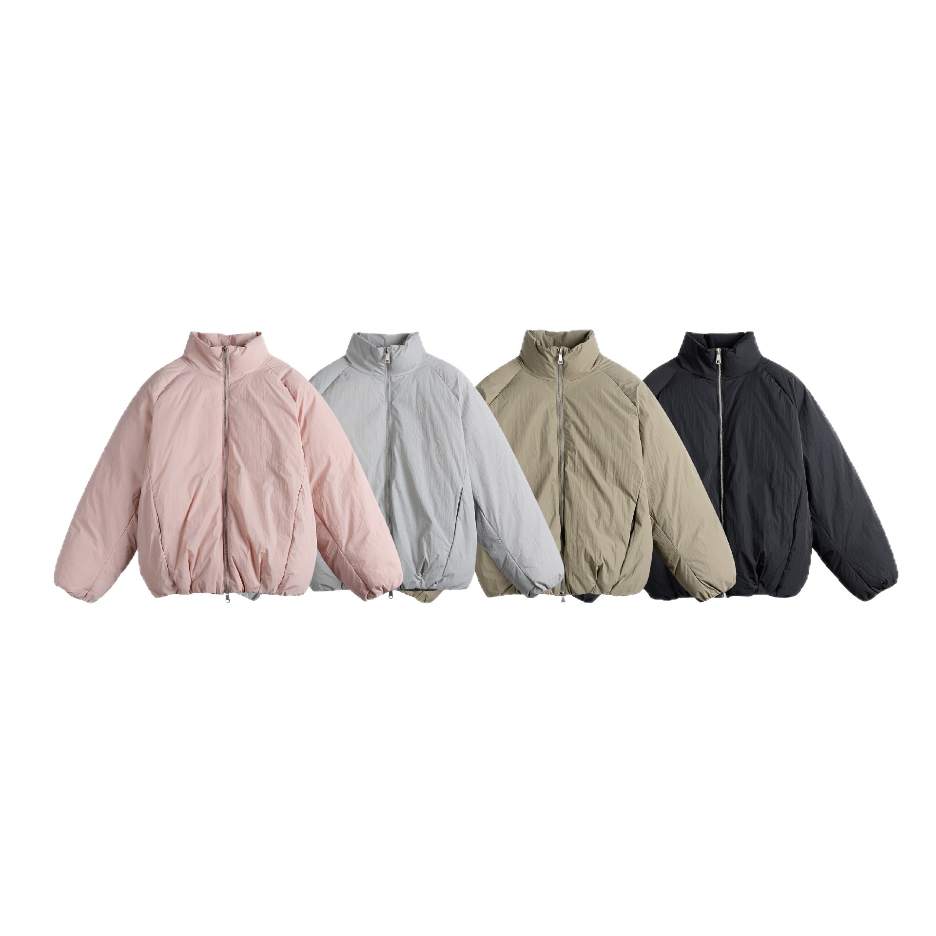 Unisex Oversized Padded Jacket with High Stand-Up Collar and Two-Way Zipper Chichicherry