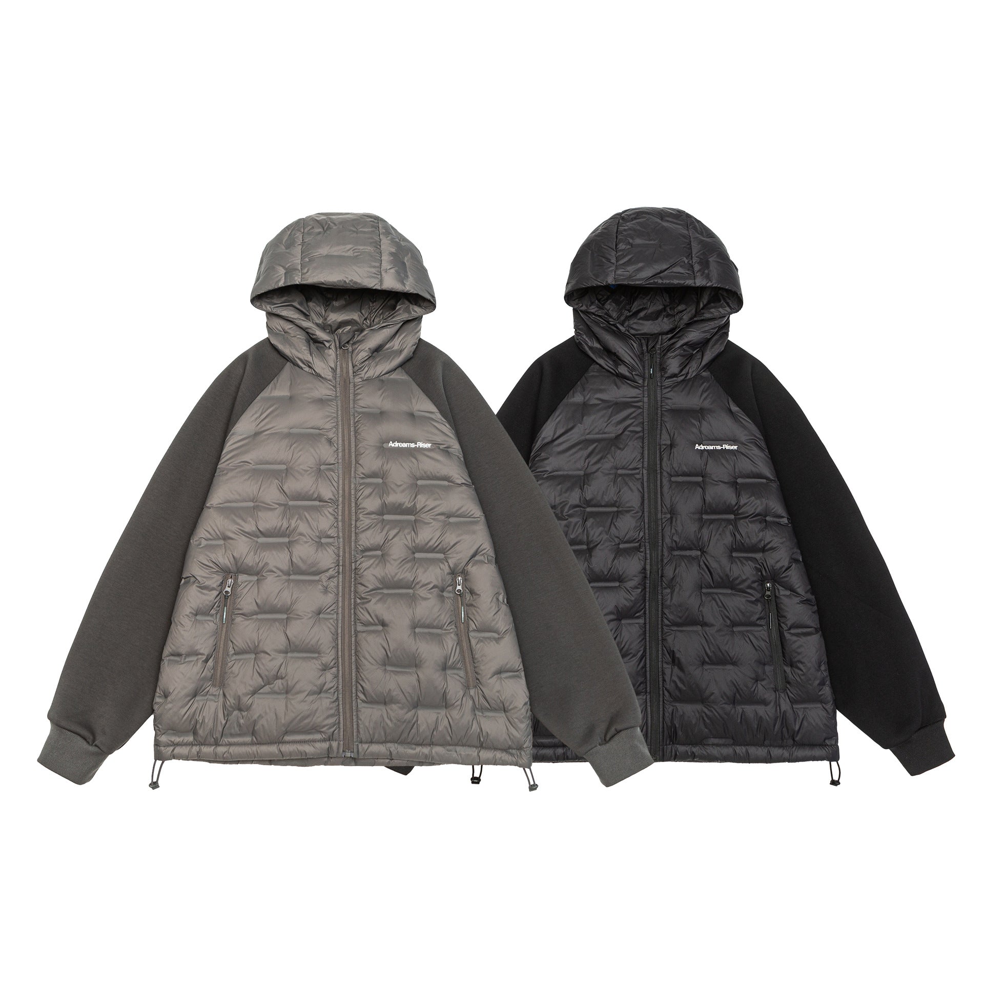 Men's hybrid quilted jacket with padded front, hood, and elastic sleeve cuffs Chichicherry