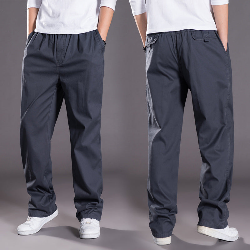 Men's Relaxed-Fit Casual Chino Pants with Elastic Drawstring, Pre-shaped Waistband, and Straight Leg Chichicherry