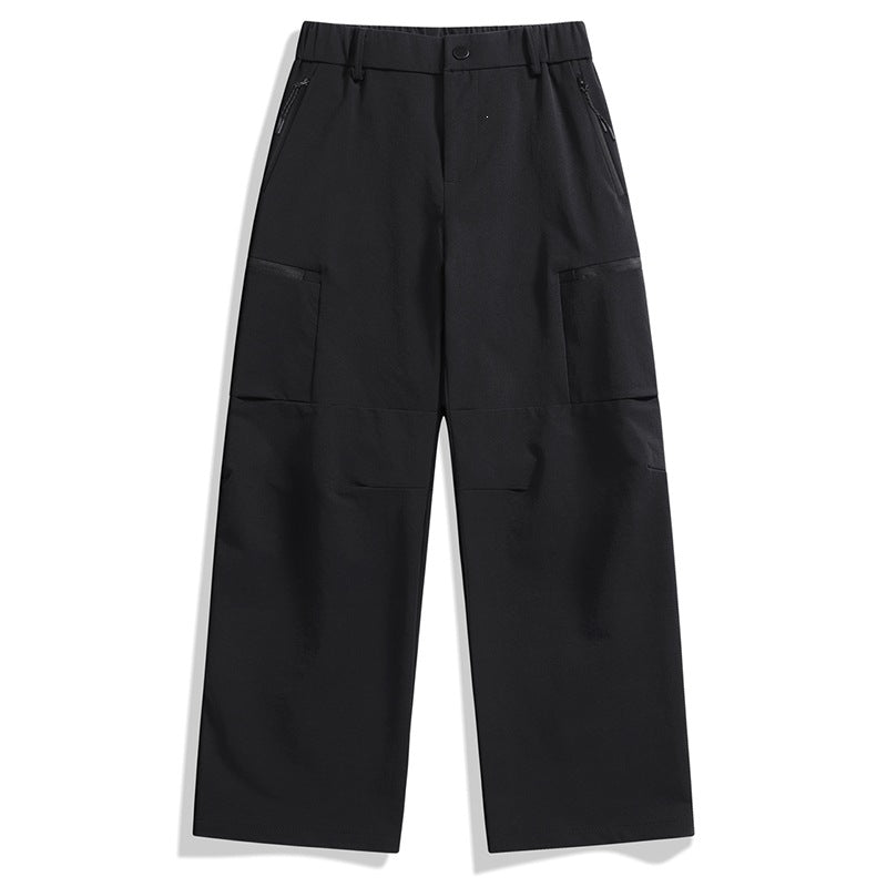 Men's Loose Utility Cargo Pants with Zipper Pockets and Pre-shaped Knees Chichicherry