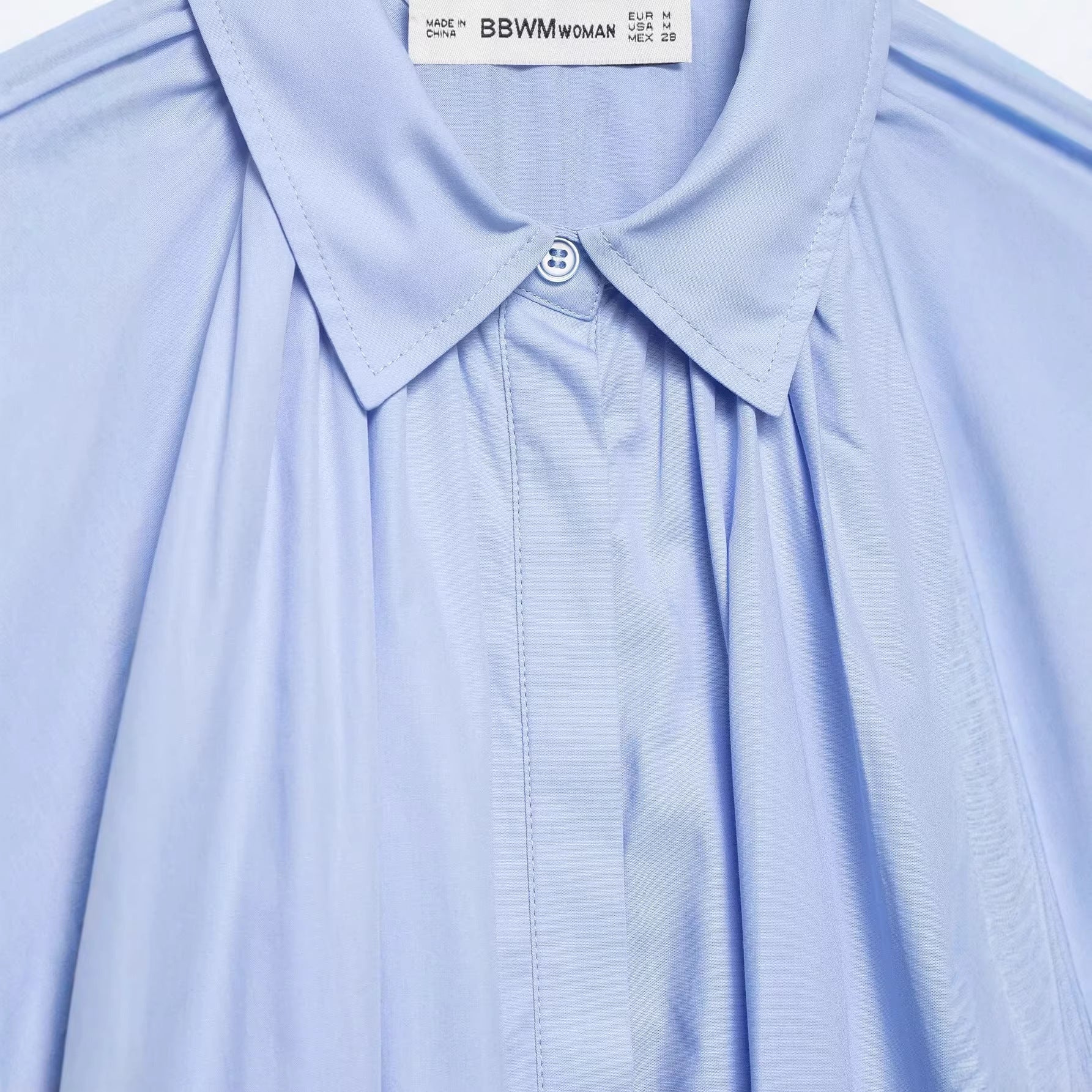 Women's Oversize Shirt Blouse with Pleats, Balloon Sleeves and Ruffled Hem Chichicherry
