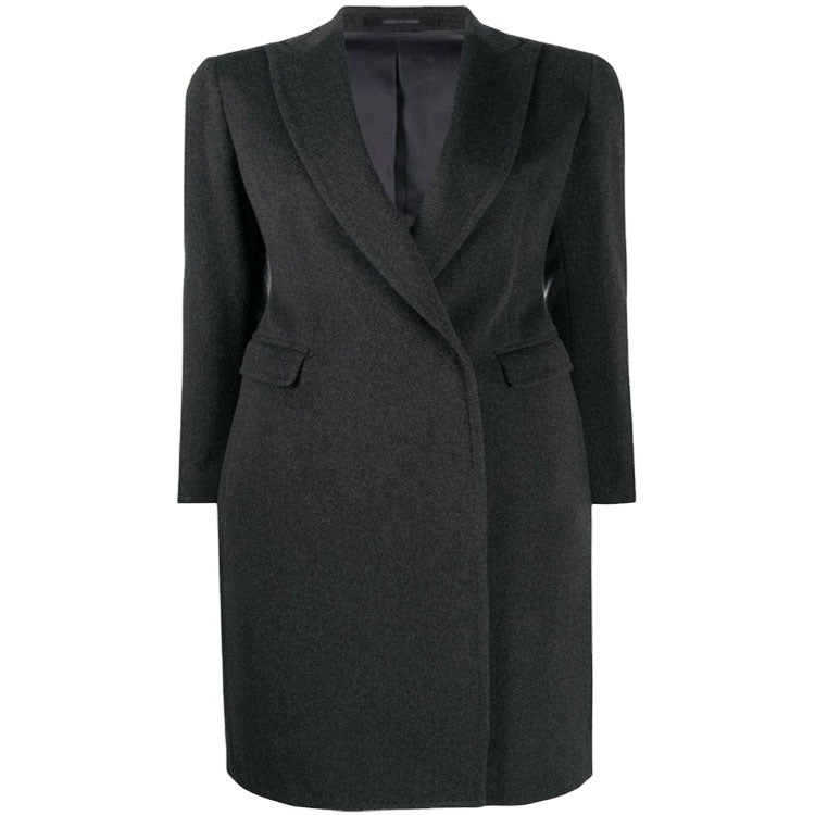 Women Slim Tailored Long Coat with Shawl Collar, fitted seam guidance and concealed button placket Chichicherry