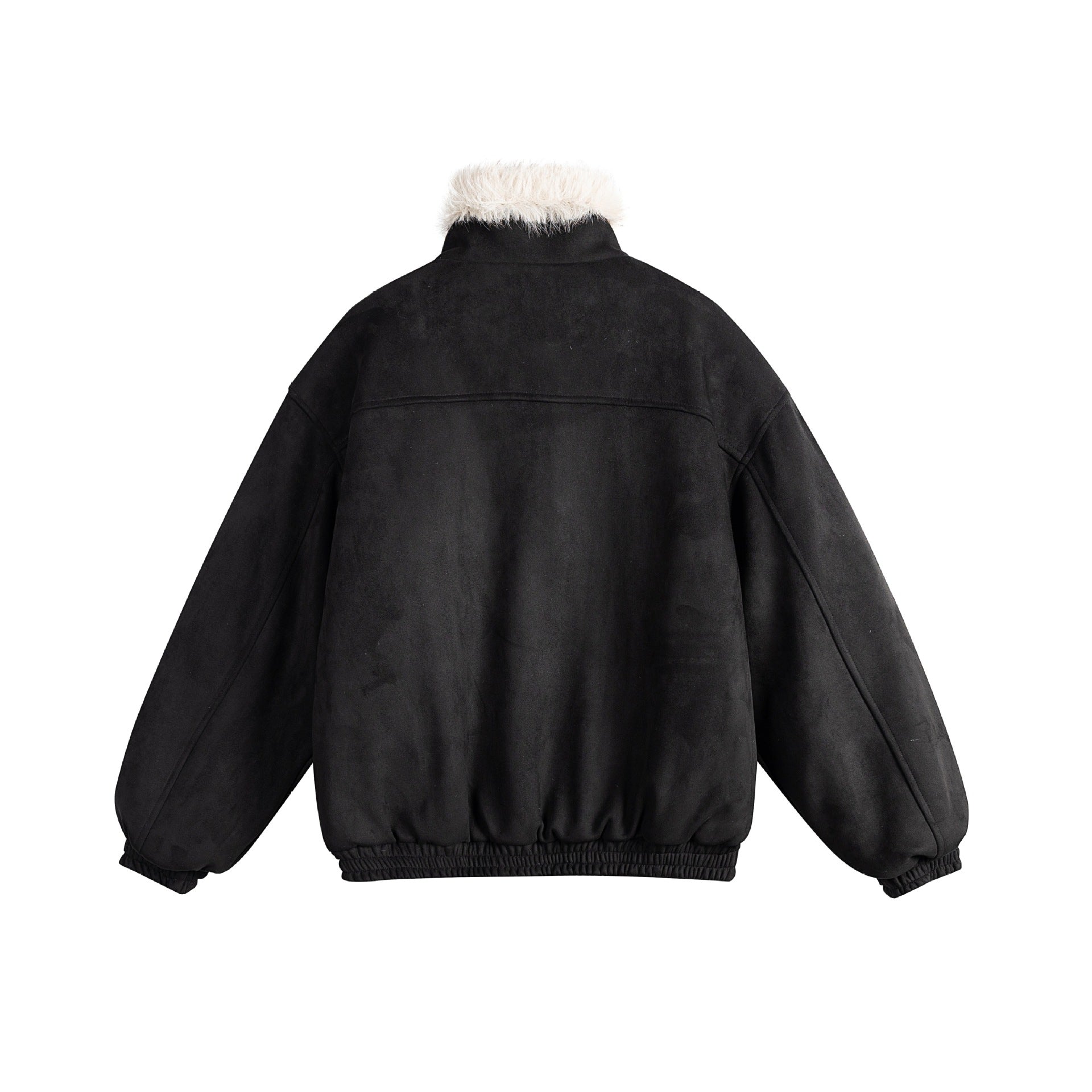 Ladies short cut velour imitation bomber jacket with teddy trim and adjustable neck strap Chichicherry