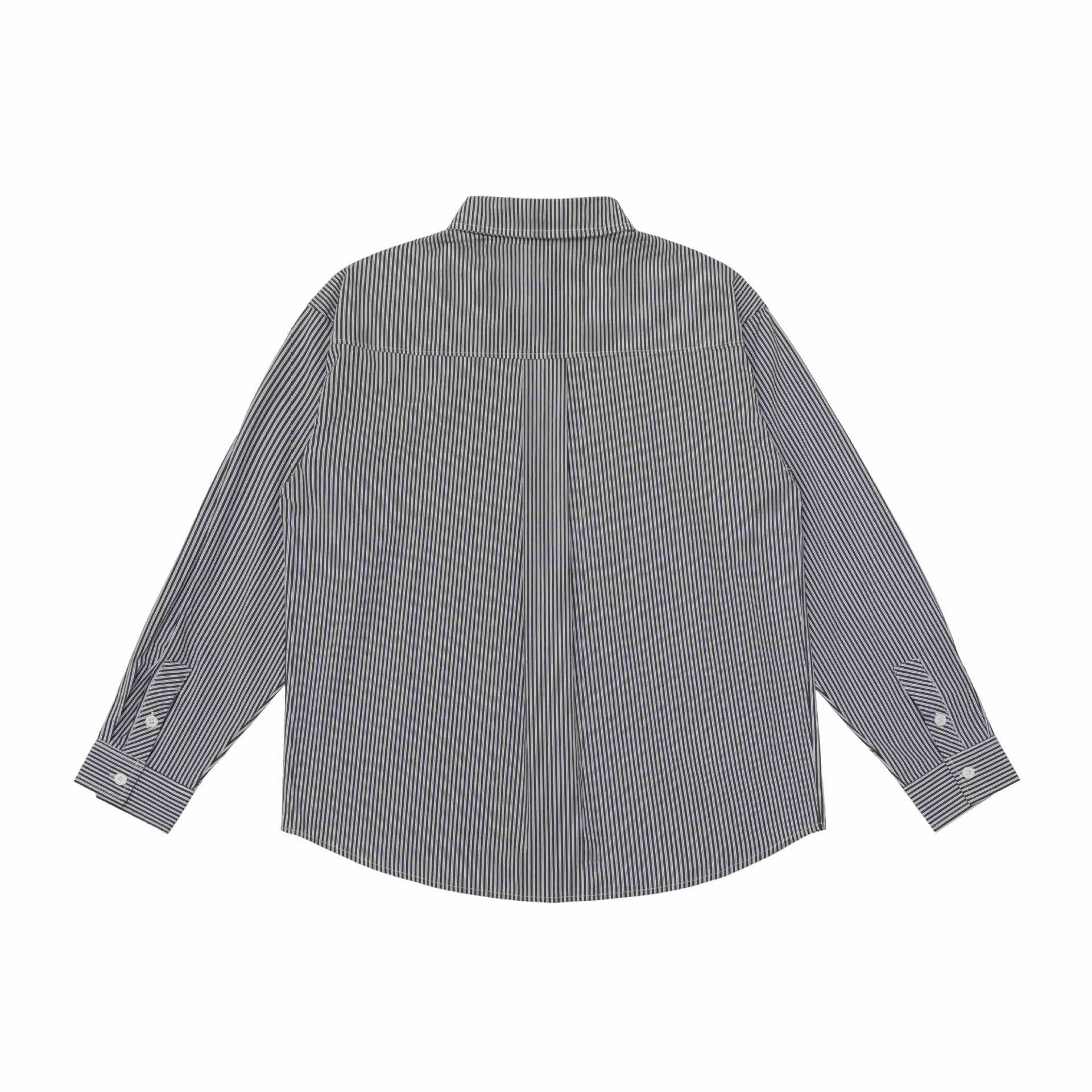 Unisex Oversize Striped Shirt with Stitch Detail and Kent Collar Chichicherry