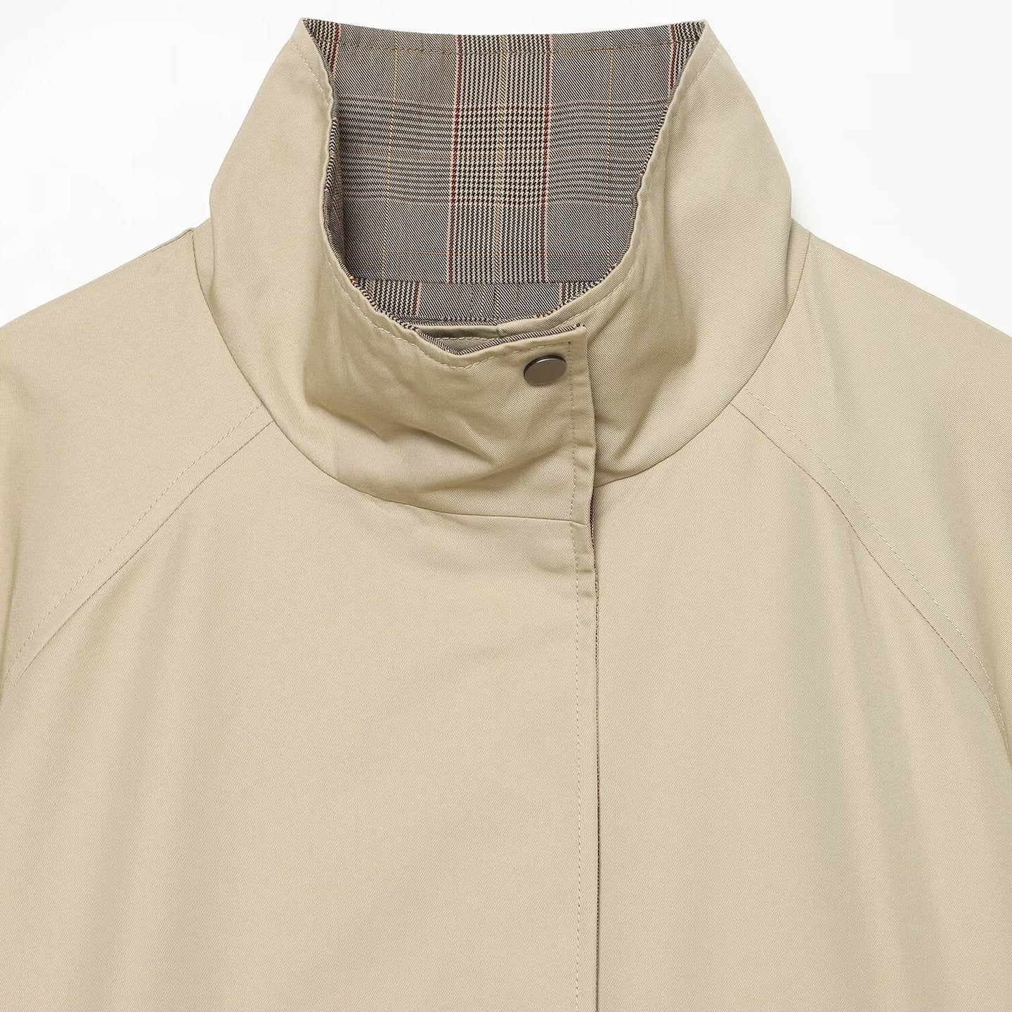 Women's reversible lightweight transitional jacket with stand-up collar, raglan sleeves, and drawstring hem Chichicherry