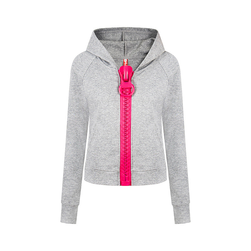 Women’s hooded sweatshirt jacket with oversized zipper and relaxed fit Chichicherry