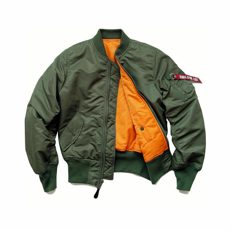 Men's flight bomber jacket with contrasting inner lining, utility arm pocket, and ribbed cuffs Chichicherry