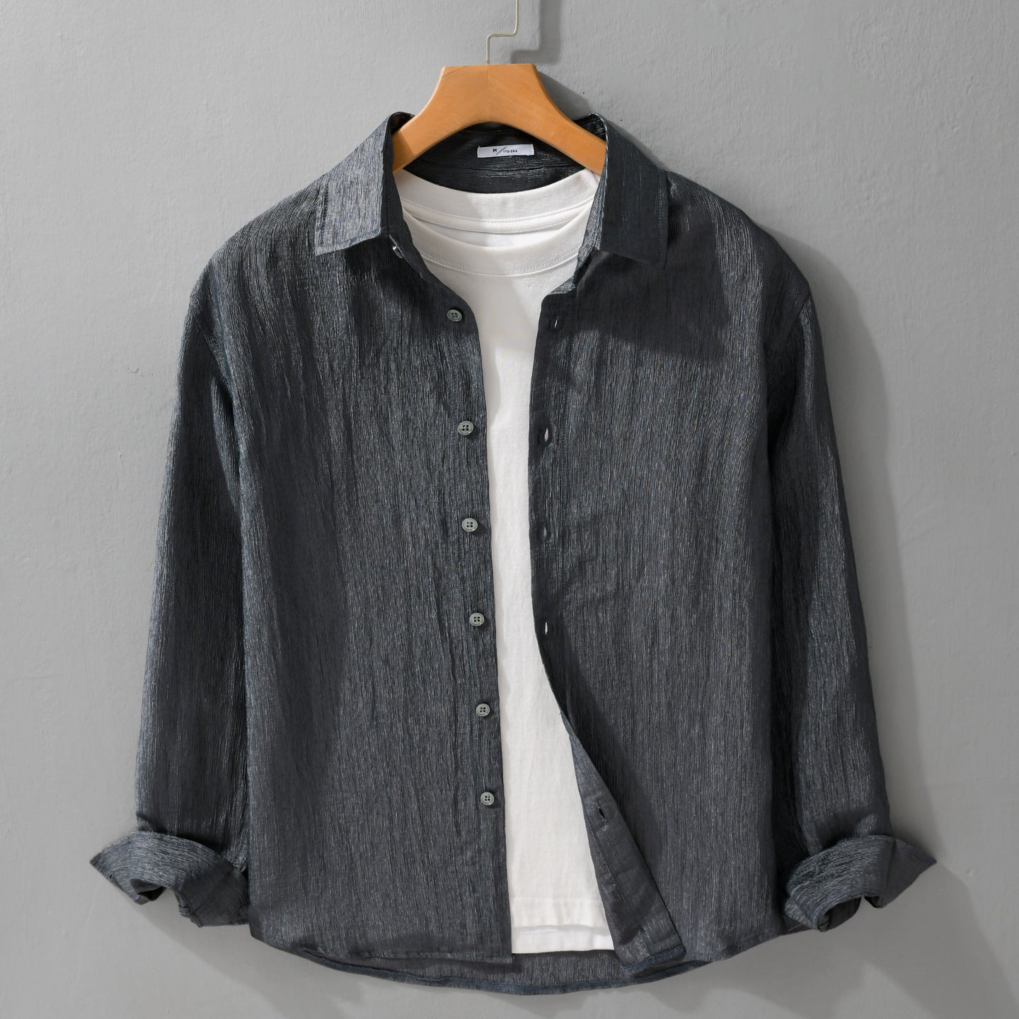 Men's Textured Linen-Cotton Shirt in Relaxed Fit Chichicherry