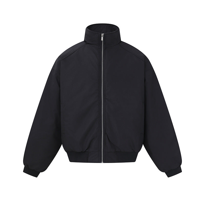 Unisex Boxy-Bomber Jacket with High Stand Collar and Elastic Hem Chichicherry