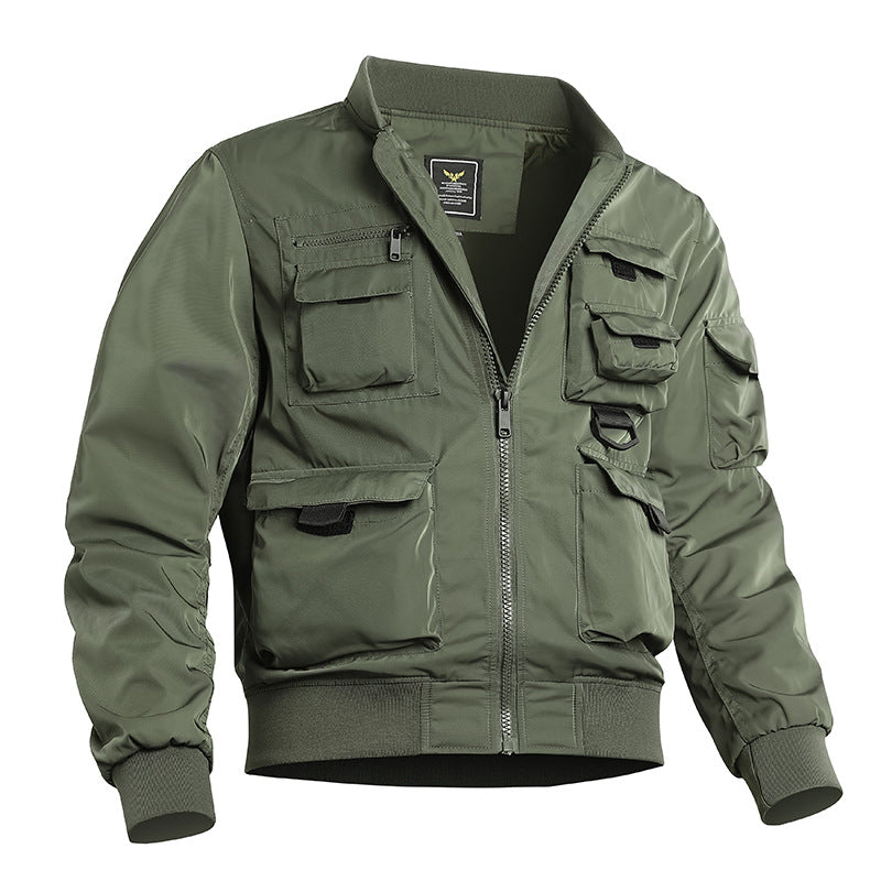 Men's utility bomber jacket with multiple pockets and robust nylon construction Chichicherry