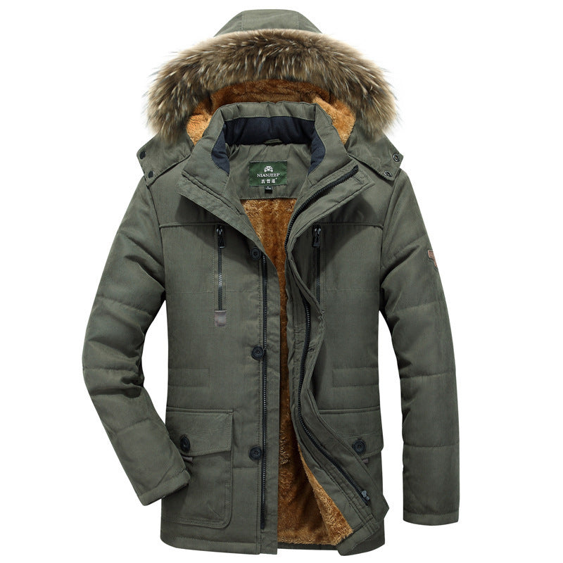 Men's winter parka with teddy lining, detachable faux fur hood, and multifunction pockets Chichicherry
