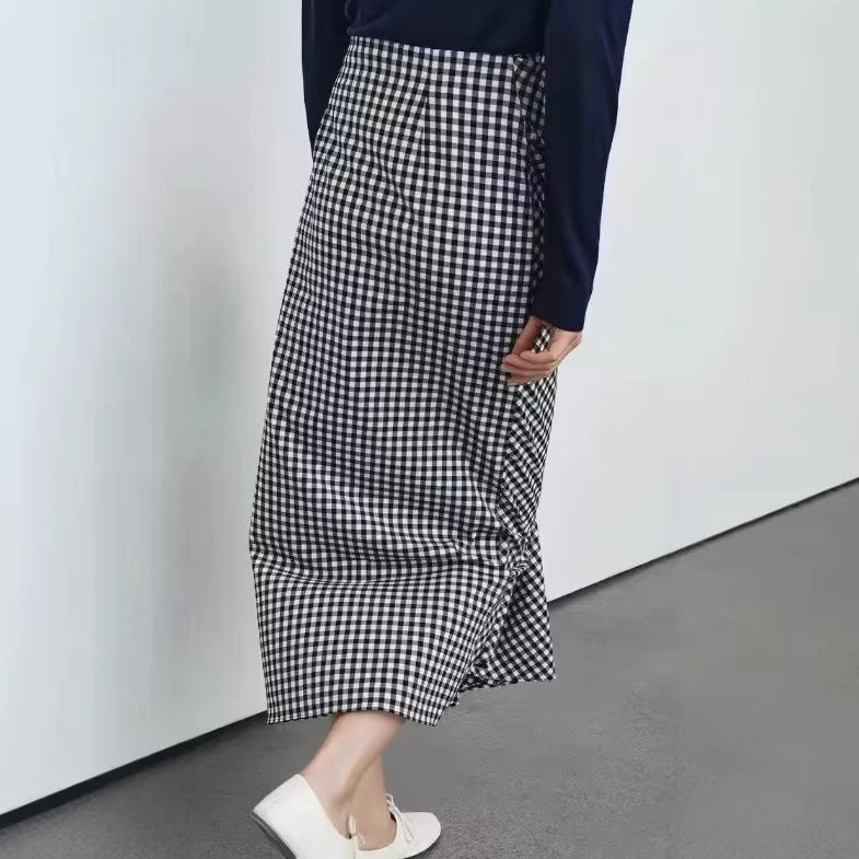 Women's midi skirt with wrap detail and gingham checks Chichicherry