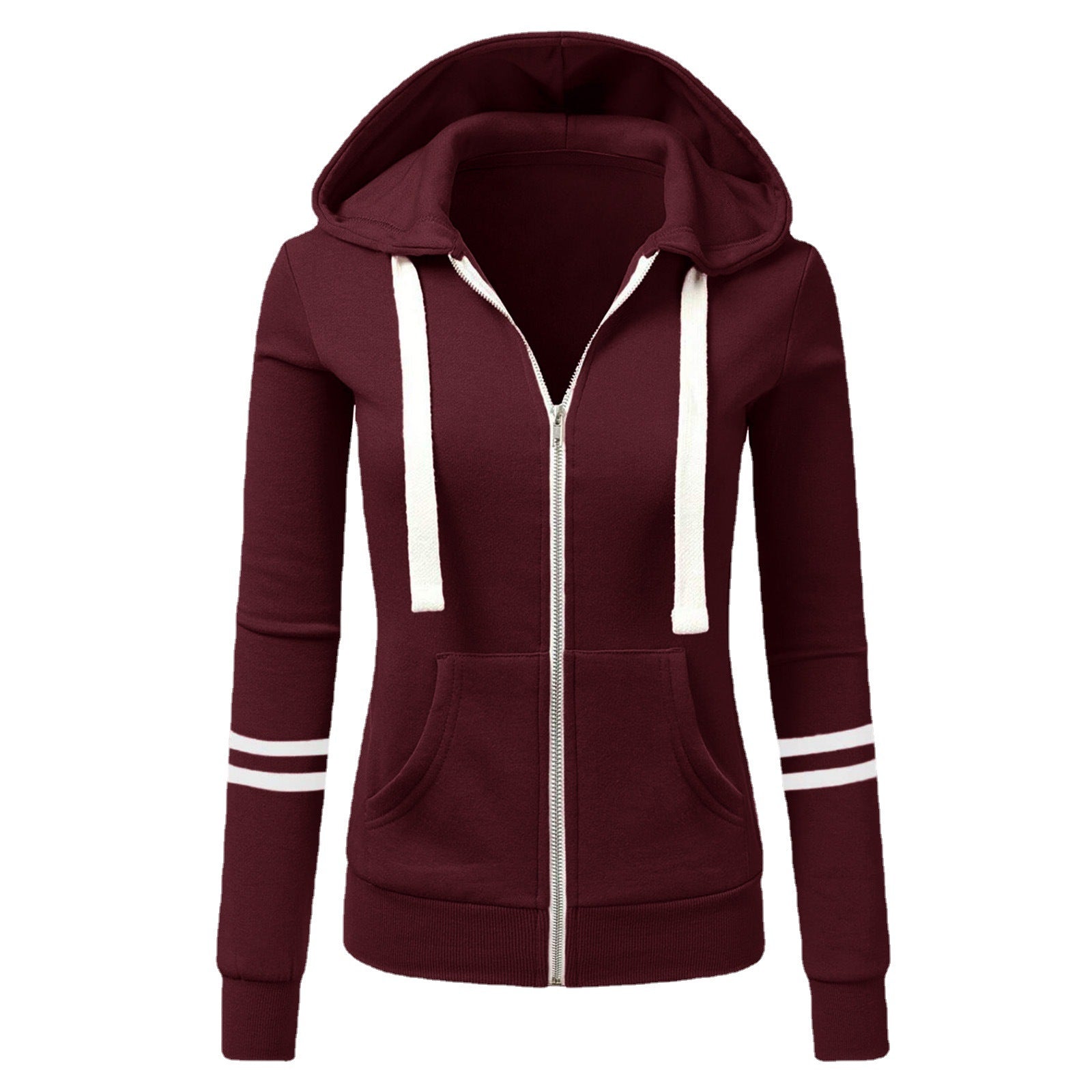 Women's hoodie jacket with zipper, kangaroo pocket and contrast stripes Chichicherry