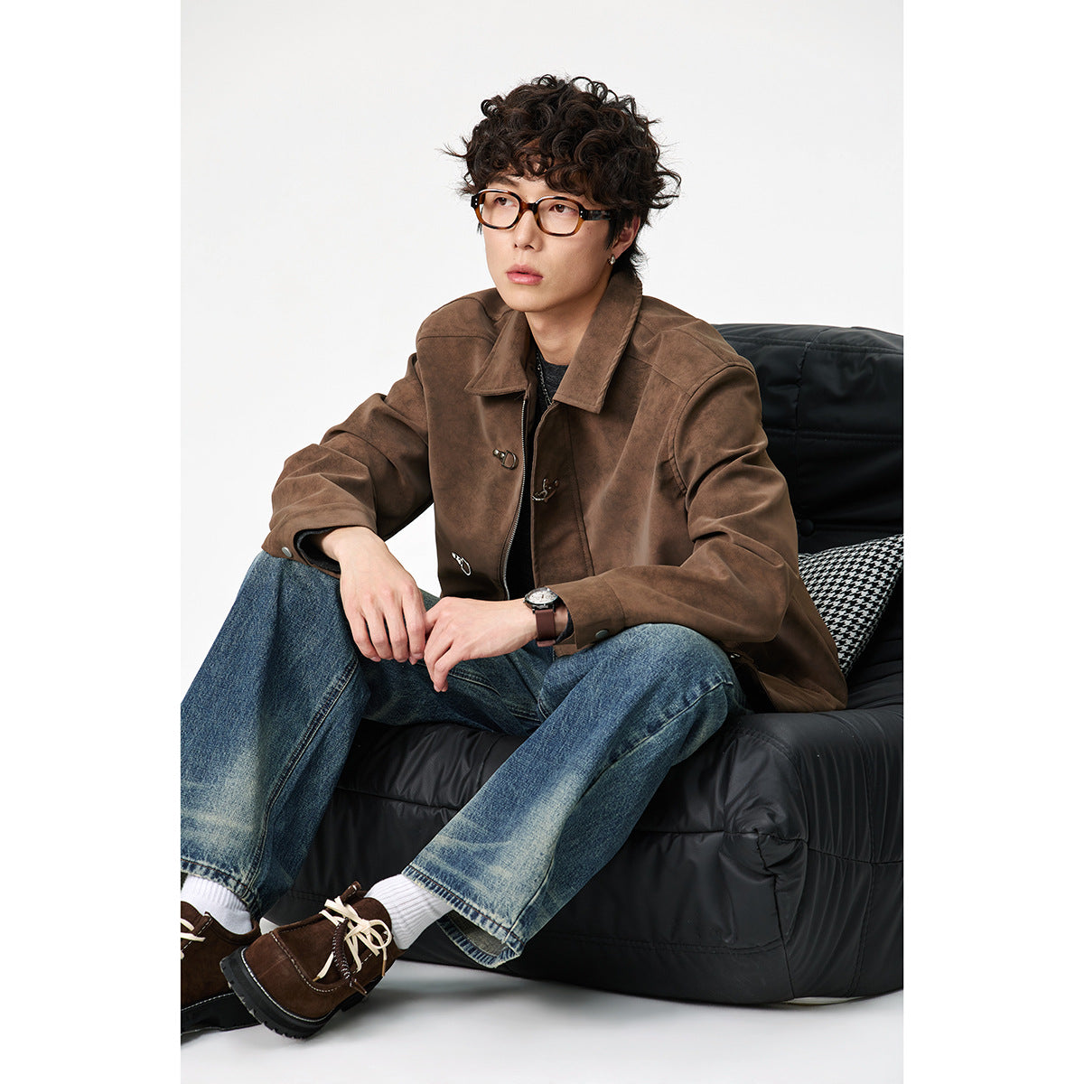 Unisex Short-cut Blouson in suede look with distinctive toggle closures Chichicherry