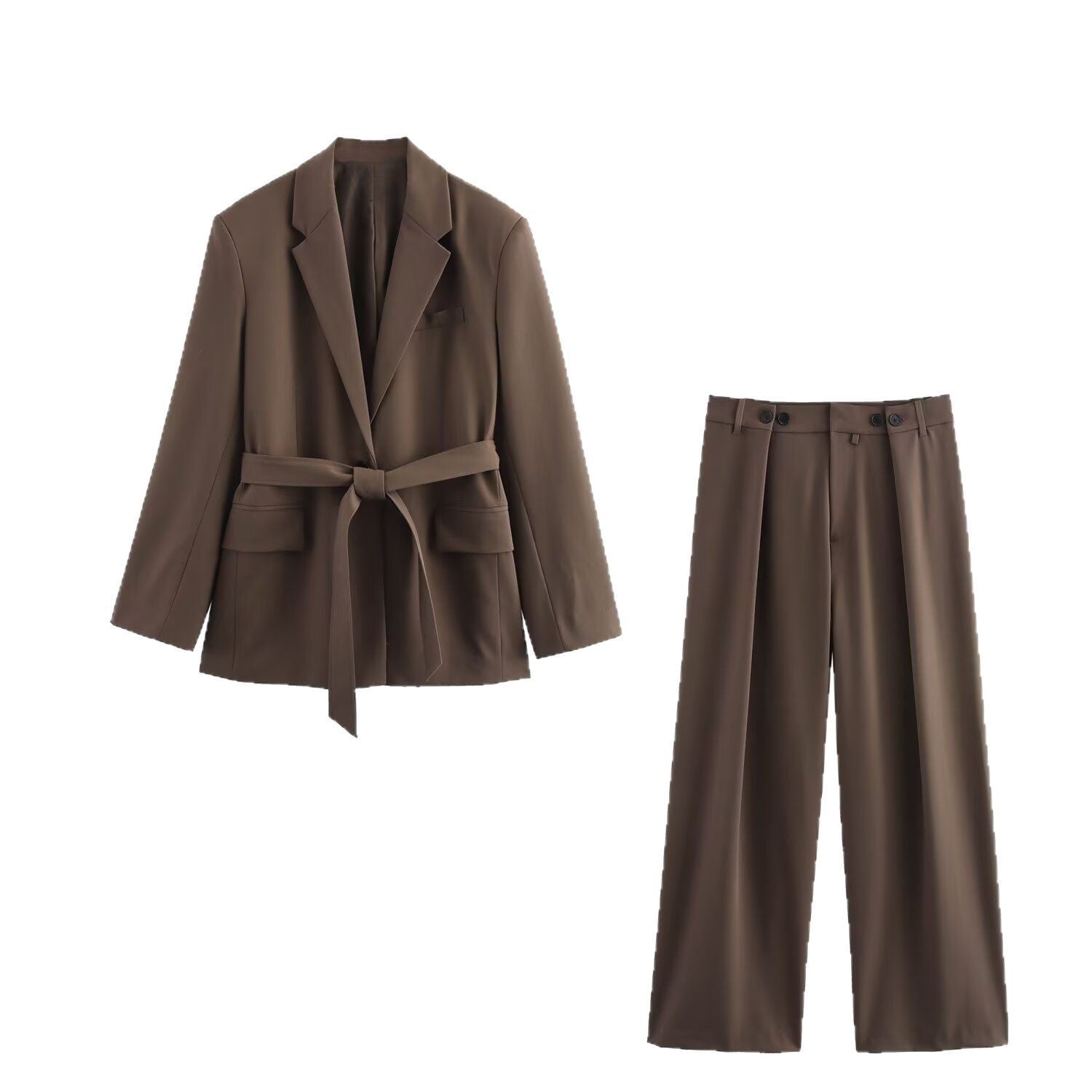 Women's High-Waisted Palazzo Pants with Front Tucks and Wide Leg Chichicherry