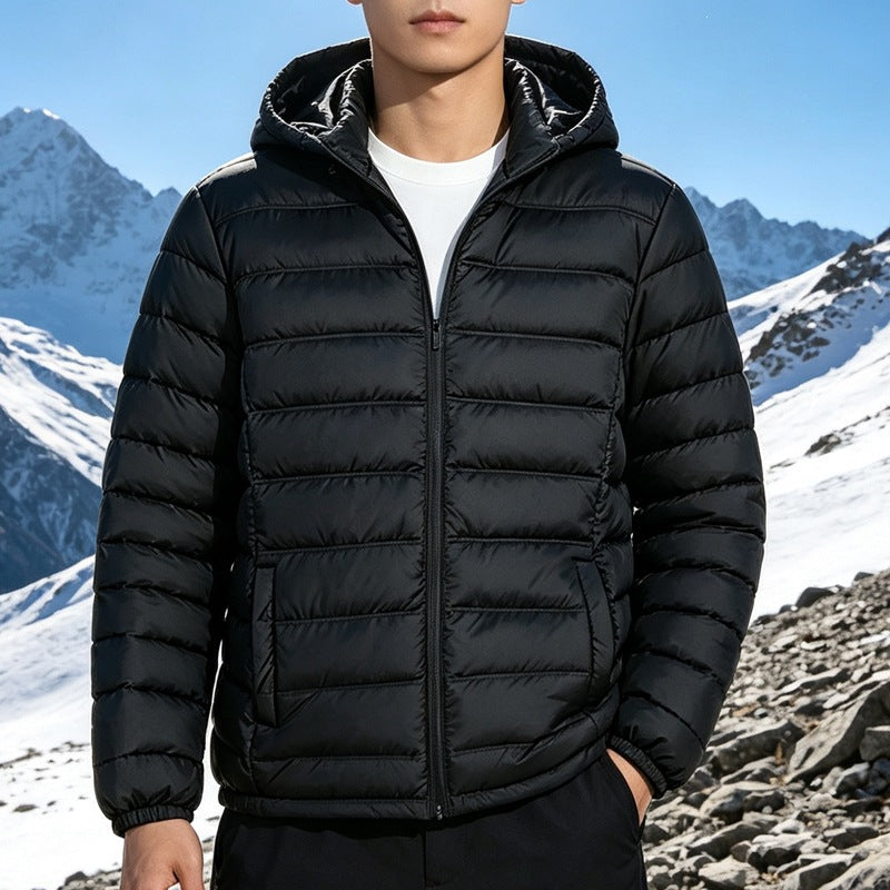 Men's padded lightweight hooded quilted jacket with thermal filling and full-length zipper Chichicherry