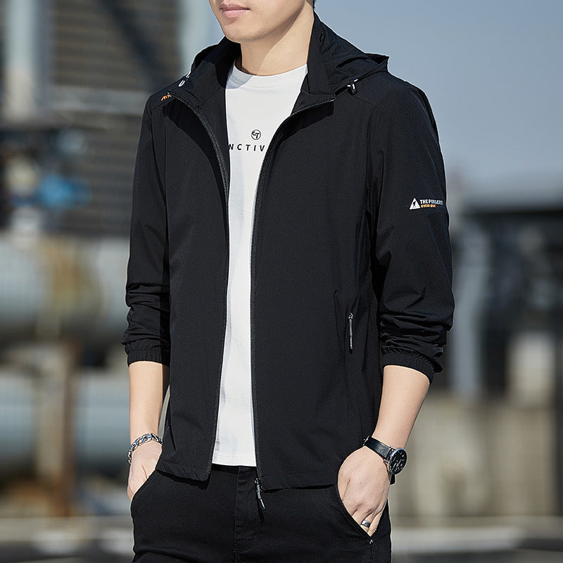 Men's Ultralight Wind and Rain Jacket with Hood, Packable and Zipper Pockets Chichicherry
