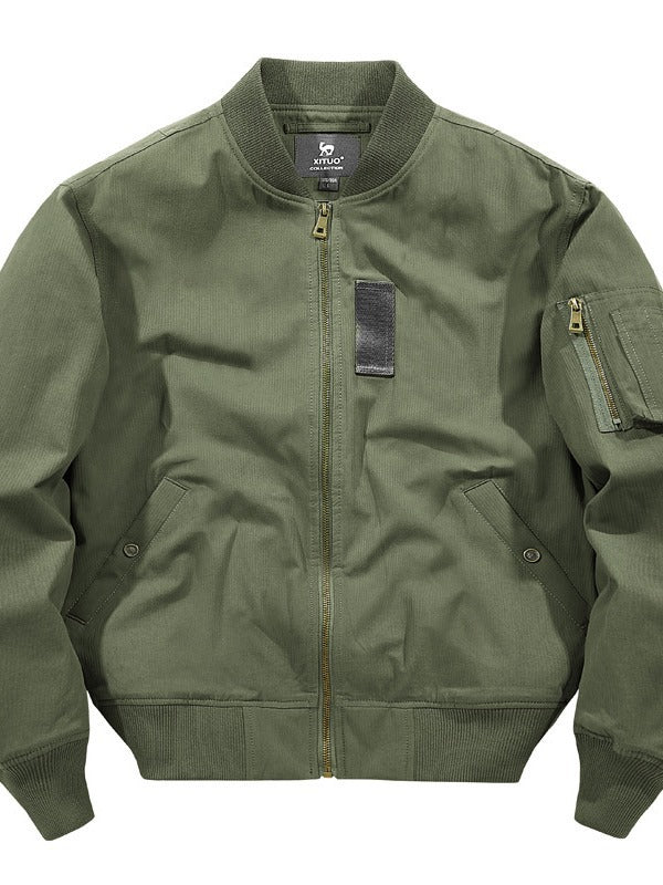 Men's light canvas bomber jacket with hidden arm pocket and ribbed hem Chichicherry