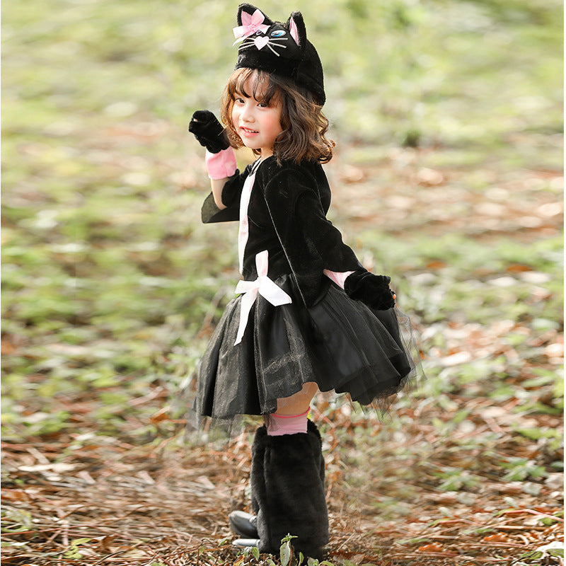 Girl's cat costume with edgy tulle layer and charming details Chichicherry