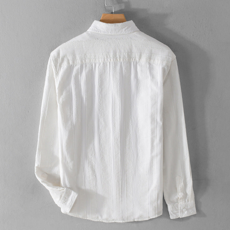 Men's lightweight structured shirt made of cotton blend with fine stripe pattern and classic collar Chichicherry