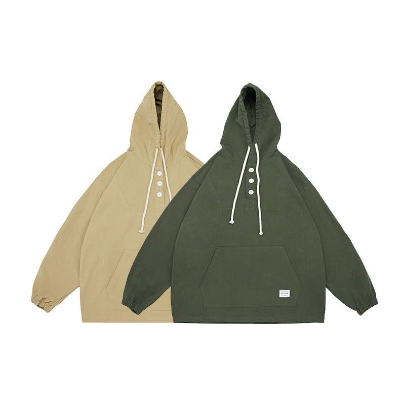 Unisex Oversized Hoodie with Button Placket, Kangaroo Pocket and Elastic Cuffs Chichicherry