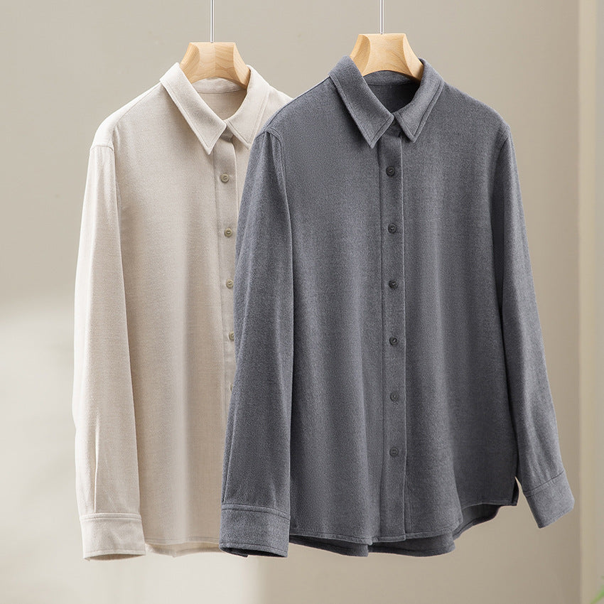 Women's Light Oversized Shirt Blouse made of Structured Jersey with Kent Collar Chichicherry
