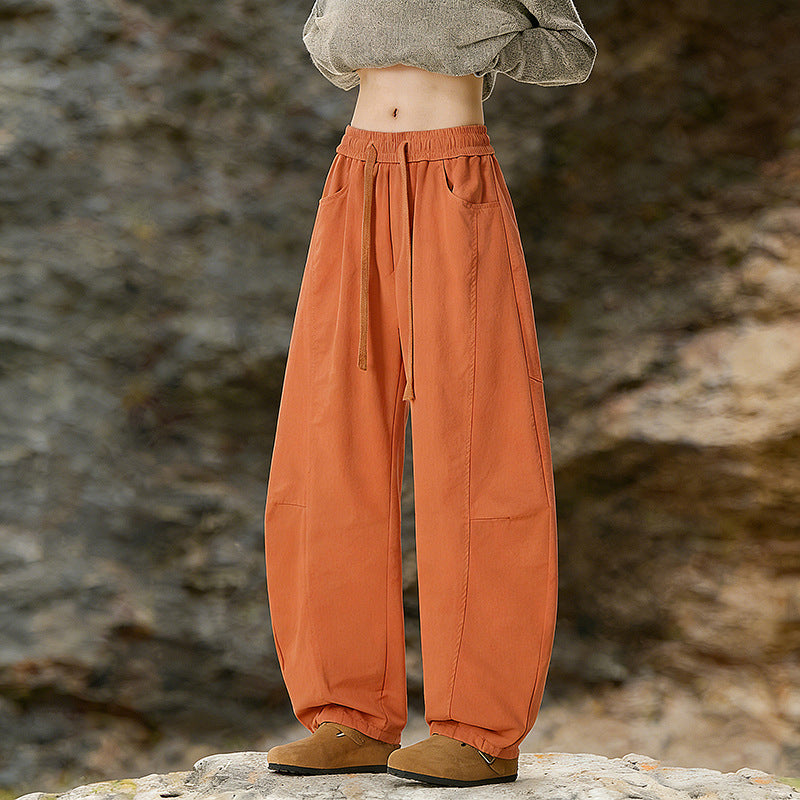 Women's Oversize Cargo Pants made of cotton blend with high elastic waistband and leg cuffs Chichicherry