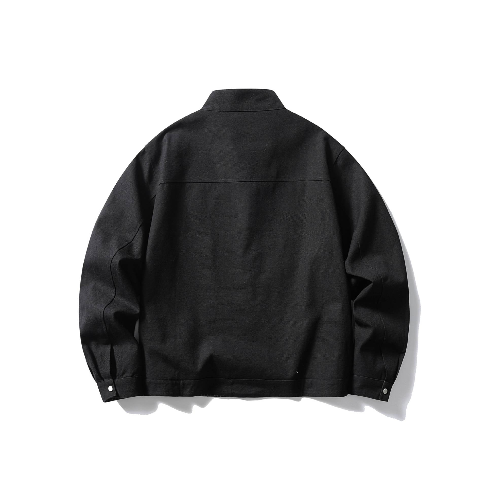 Men's short jacket with stand-up collar, concealed zipper, and checked inner lining Chichicherry