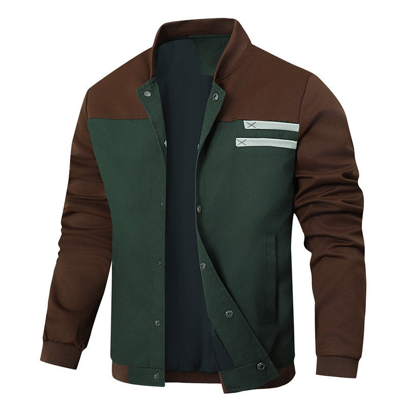 Men's varsity bomber jacket in canvas mix with snap button placket and ribbed cuffs Chichicherry
